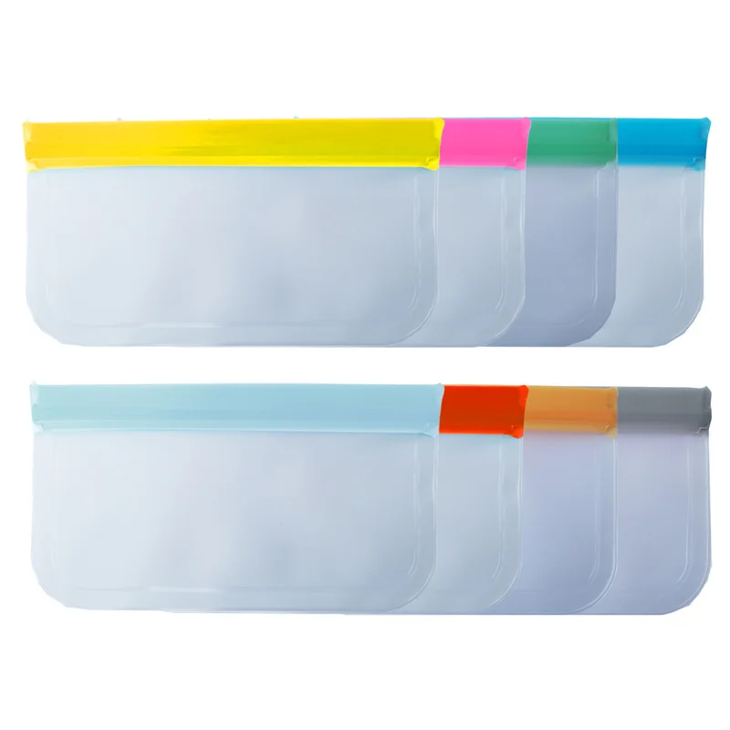 Reusable Models Silicone Food Storage Bag Leak Freezer Fruit Lunch Translucent Frosted PEVA 8 Colors | Дом и сад