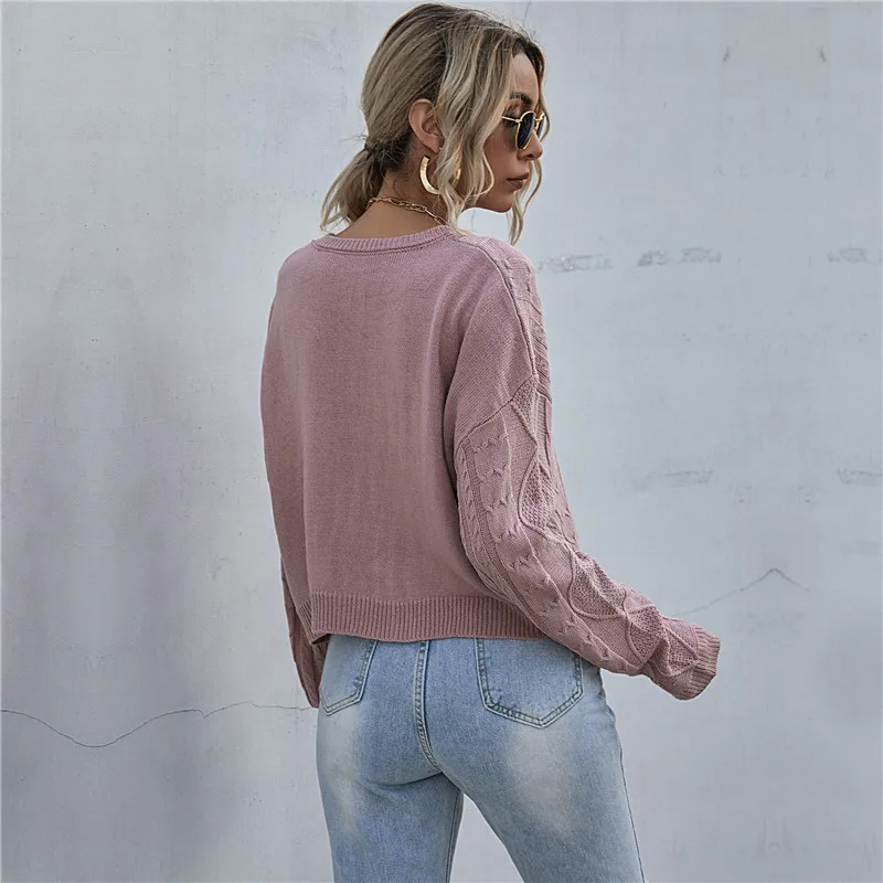 

Short Twist Jumper Sweater Women Autumn Winter Solid Full Sleeve Pullovers Sweater Tops For Women 2021 New Fashion