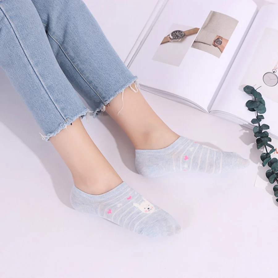 Носки женские хлопковые с забавным рисунком Банни медведя кота |