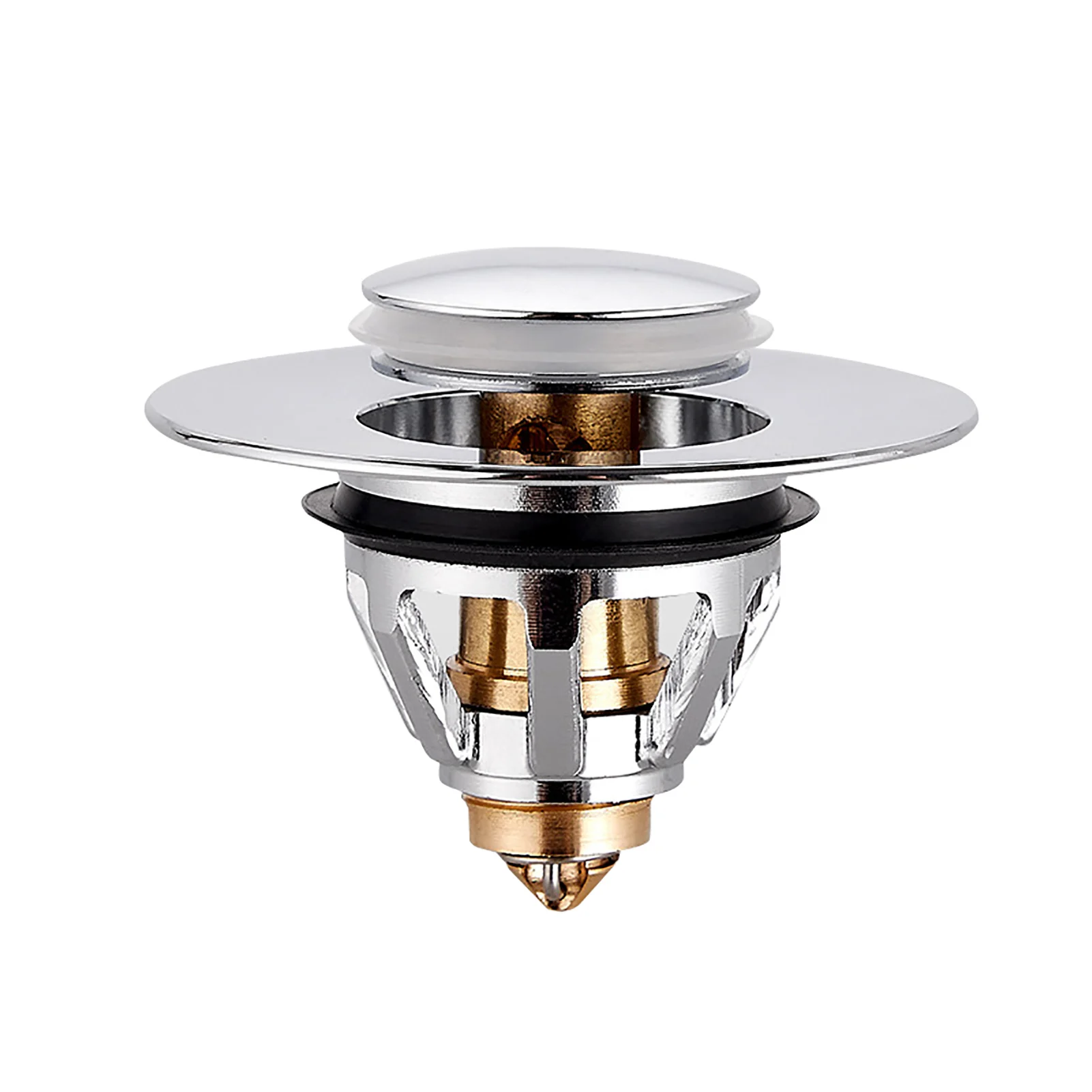 

Stainless Steel Bounce Core Push-type Built-in Anti-Clogging Strainer for Kitchen and Bathroom Wash Basins REME889
