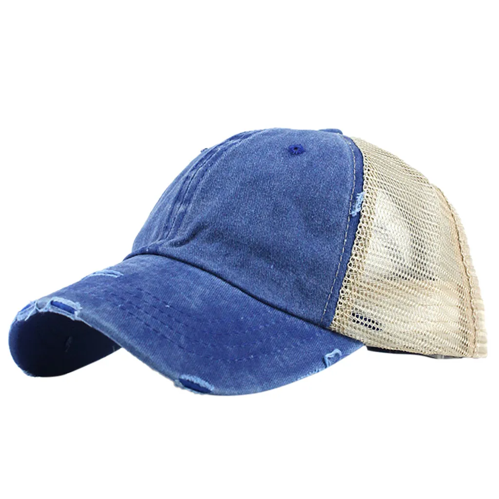 

Ponytail Messy Buns Trucker Plain Baseball Visor Cap Unisex Hat Casquette