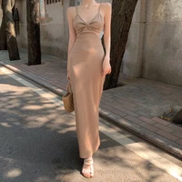 women drees harajuku dress clothes sexy low chested high waist summer 2021 hollow holiday beach back elegant sling dress 193d