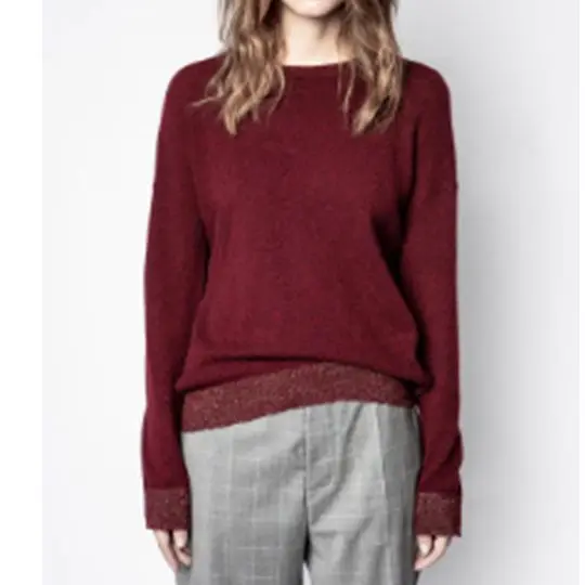 

Осень-зима 2021, новинка, женская трикотажная подкладка из чистого кашемира с круглым вырезом и длинным рукавом для сохранения тепла