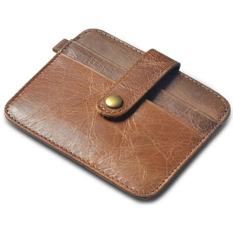 Тонкий держатель для кредитных карт из 100% воловьей кожи мини кошельки ключей