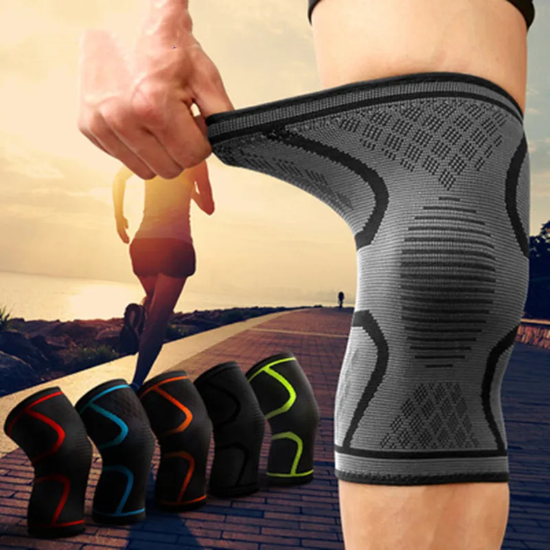 

1 Pair Elastic Knee Support Protector Fitness Running Cycling Nylon Sport Compression Knee Pad for Basketball Volleyball Support