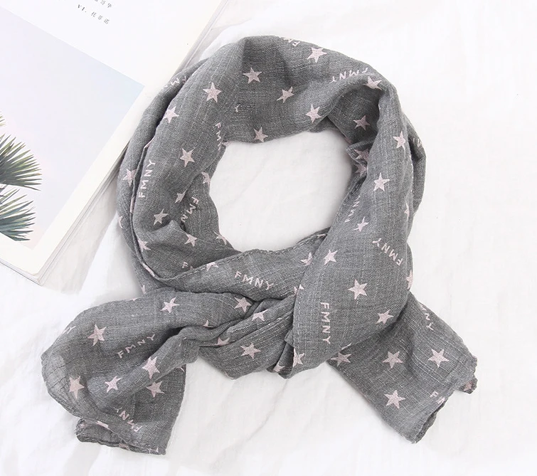 star grey Модный детский шарф с принтом короны, весенний хлопковый шейный платок для маленьких мальчиков и девочек, милая теплая шаль, шарфы хиджабы - Цвет: star grey