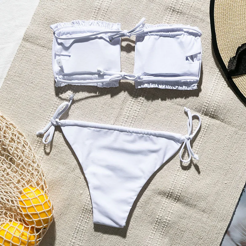 Misswim пикантное микро-бикини Строка бикини неоновый купальник с высоким вырезом без бретелек Push Up Купальники для женщин, купальный костюм