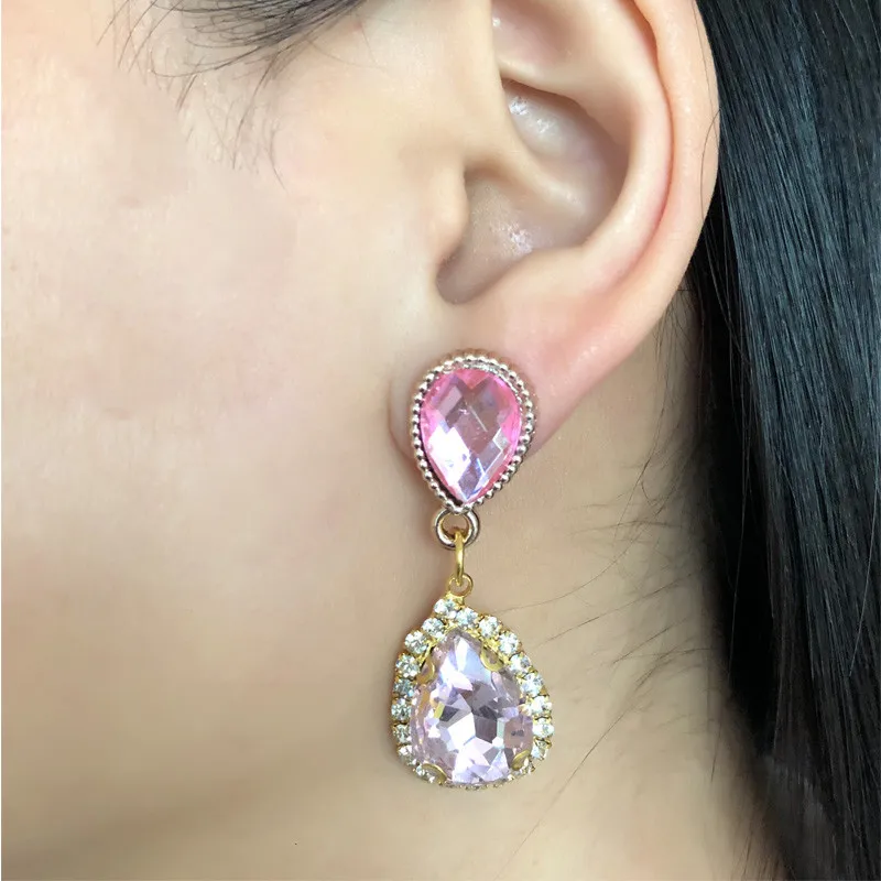 Женские серьги капли с жемчугом и розовыми кристаллами Swarovski элегантные ветреные