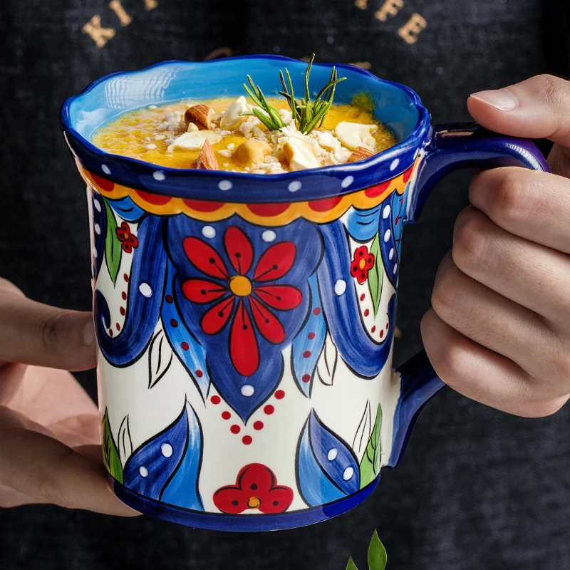 Керамическая кружка "Богемная кружка" объемом 500 мл для завтрака, кофе, молока, чая, фруктового сока, парная кружка для пары "Творческая кружка"