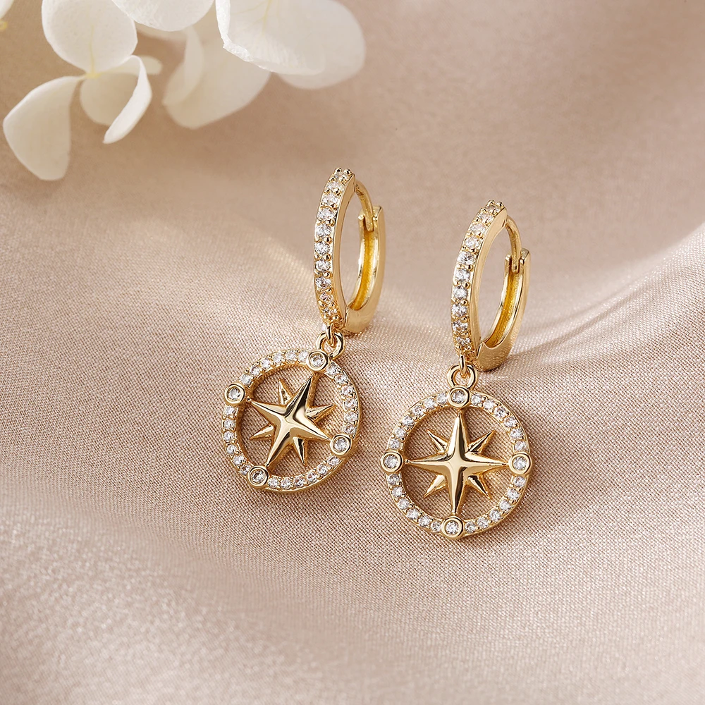 

ASCONA New Zircon Small Hoop Earrings For Women Fashion Golden Astral Metal Hanging Dangle Drop Earrings Jewelry Gift 2021