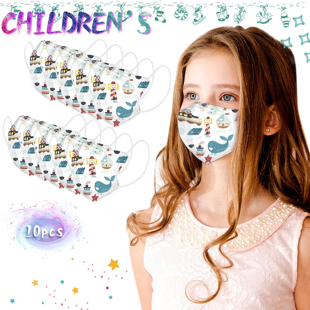 

10pc Kawaii Print Protection Face Masks For Kids Girls Reuse Pm2.5 Filter Mask Children's Protec Pm2.5 Masques No Decoration