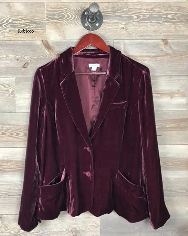 Модные блейзеры для офиса вечерний золотистый бархатный маленький пиджак