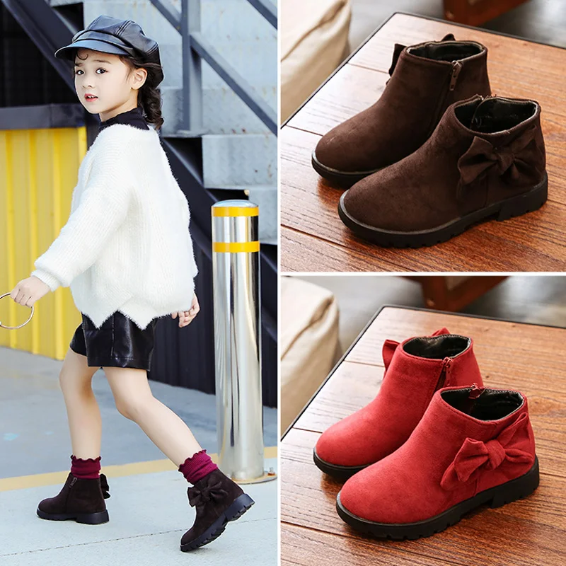 Новинка 2019 замшевые ботинки для девочек детские осенние ботильоны модные с