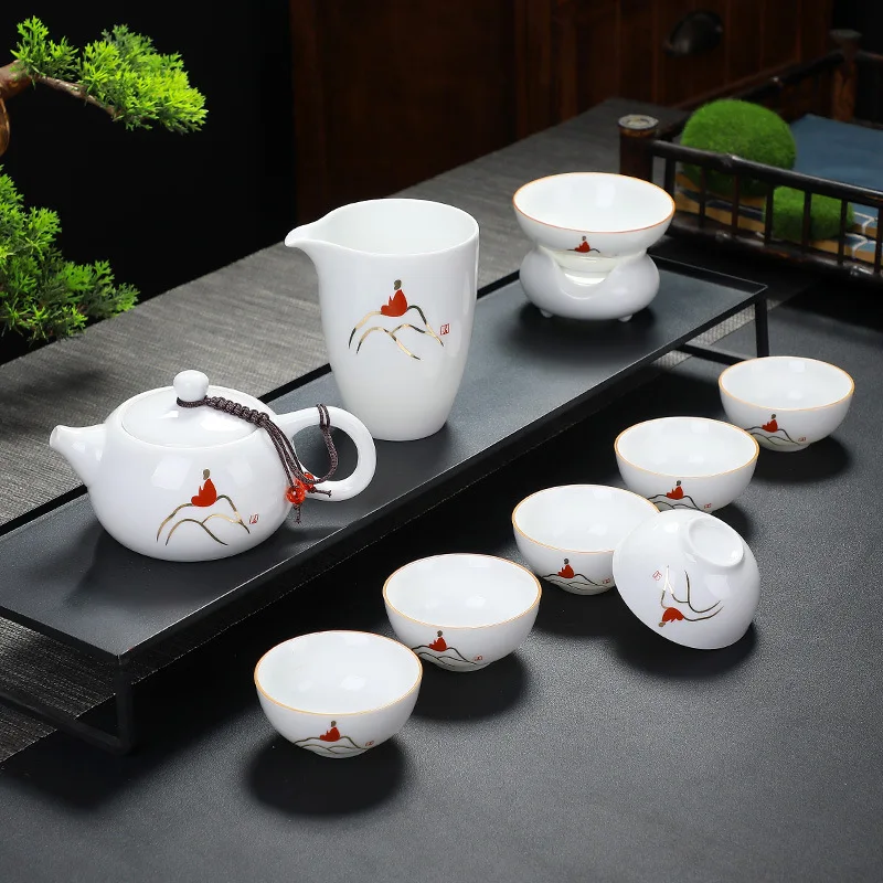 

10-piece set ceramic tea set travel tea set ceramic portable teacup porcelain cover bowl teacup mug tea ceremony teapot tea set