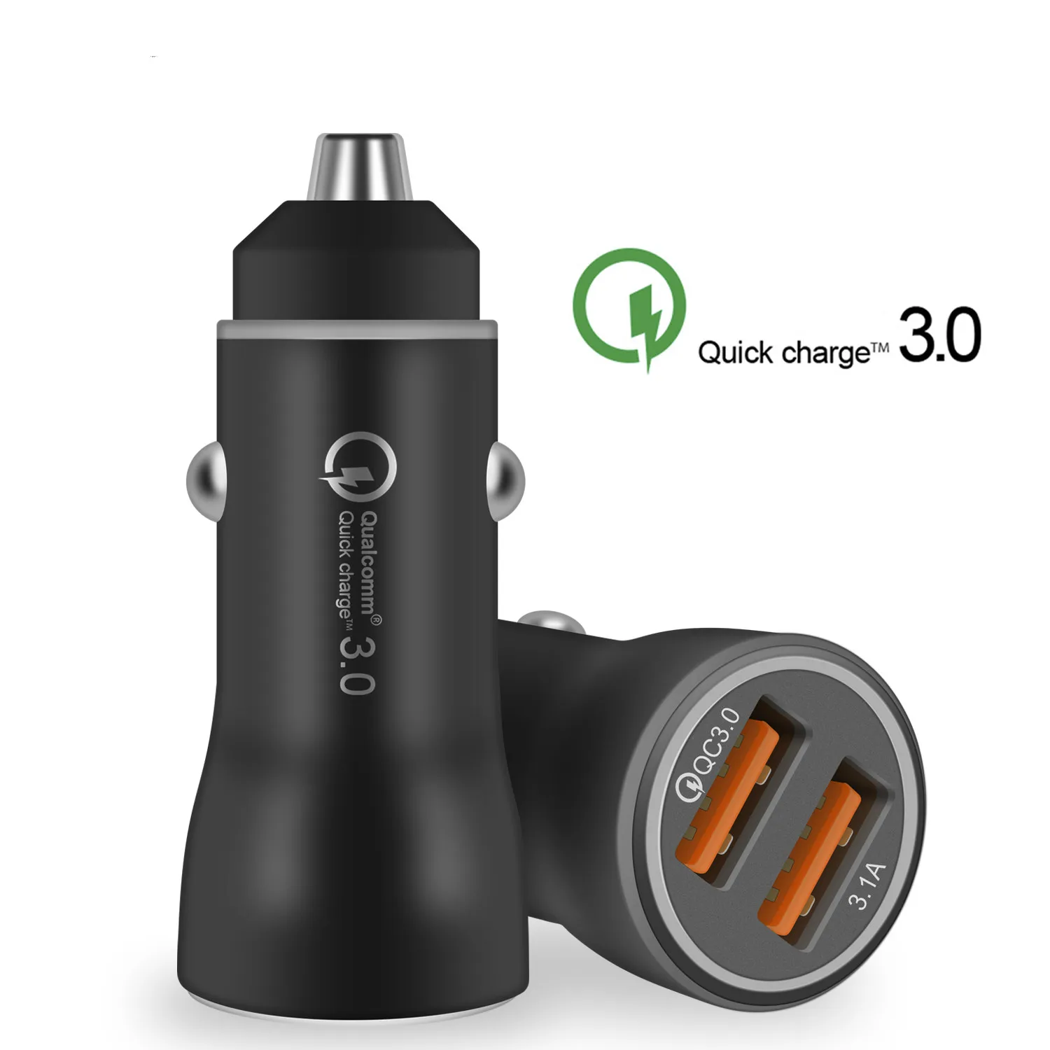 QC3.0 двойное USB быстрое автомобильное зарядное устройство для Xiaomi Quick Charge 3,0+ 3.1A автомобильное Usb для samsung Honor Redmi; Huawei Iphone 7 8 X 6A - Тип штекера: car charger black