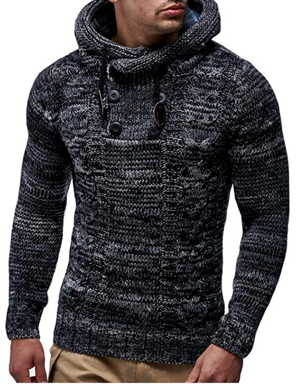

ZOGAA Men's fashion long-sleeved hooded warm sweater