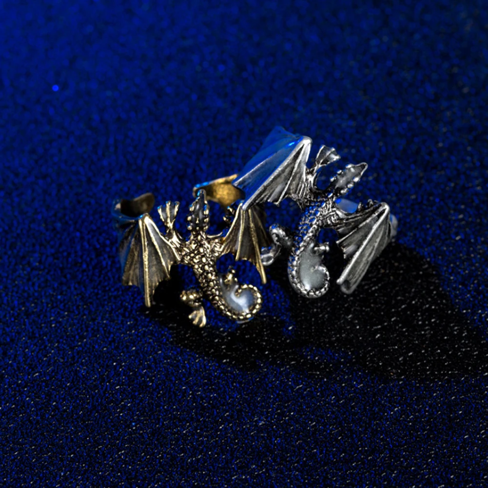 Модные светящиеся кольца в виде дракона панковские темноте регулируемое кольцо