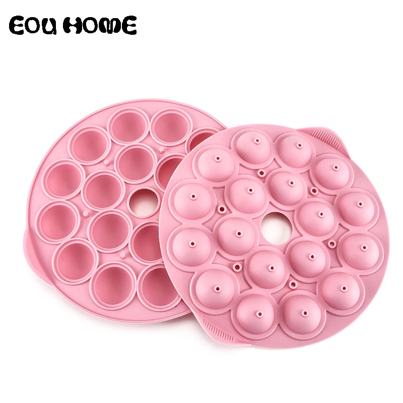 18-отверстие Инструменты для тортов розовый круглый силиконовый леденец на