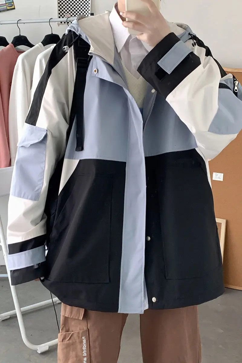 

Privathinker*21 spring new color contrast jacket loose hooded student jacket a150-jk2110-p75 price control 89