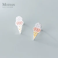 modian summer new food ear pin for women real 925 sterling silver colorful enamel ice cream stud earring fine jewelry kids gift
