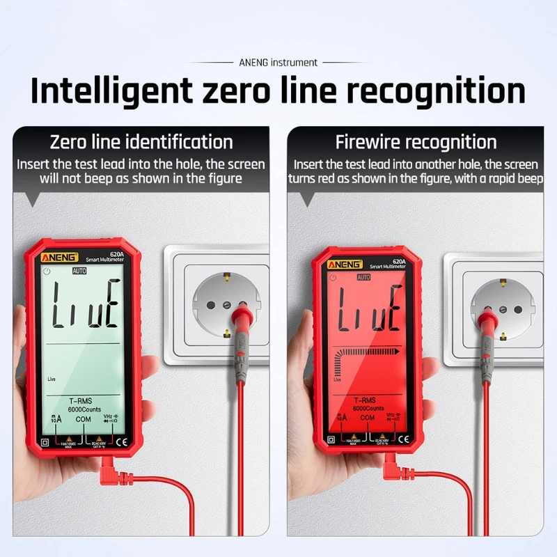 

Auto-Range Digital Multimeter True-RMS Voltage Current Ohm Capacitance Continuity Temp Frequency Diode Test Large Screen