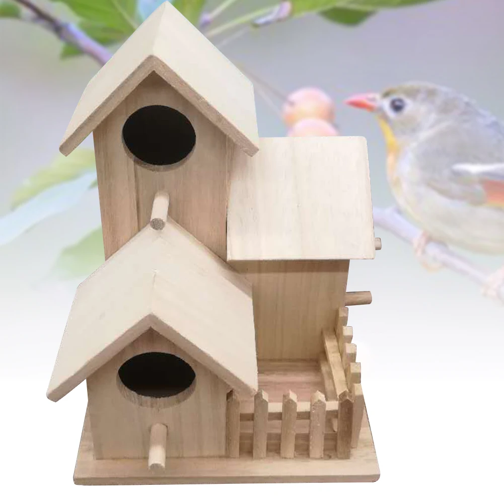 Ремесло Деревянный птичий домик окунь теплый настенный клетка подарок украшение