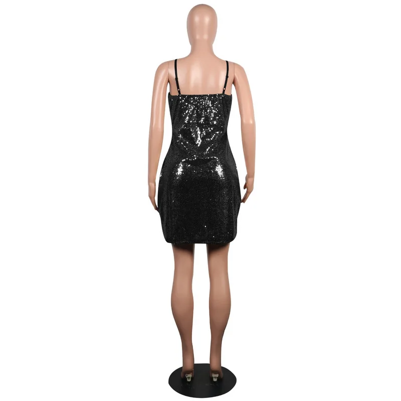 Прозрачное платье с блестками на бретелях спагетти женское без рукавов глубоким