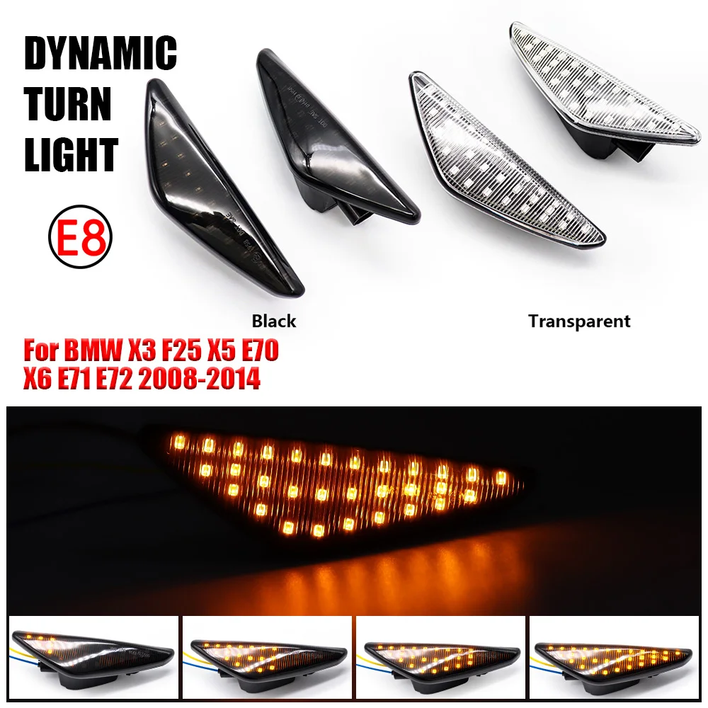 

Pair Dynamic LED Turn Signal Lamp Side Fender Marker Indicator Sequential Light For BMW X3 F25 X5 E70 X6 E71 E72 2008-2014