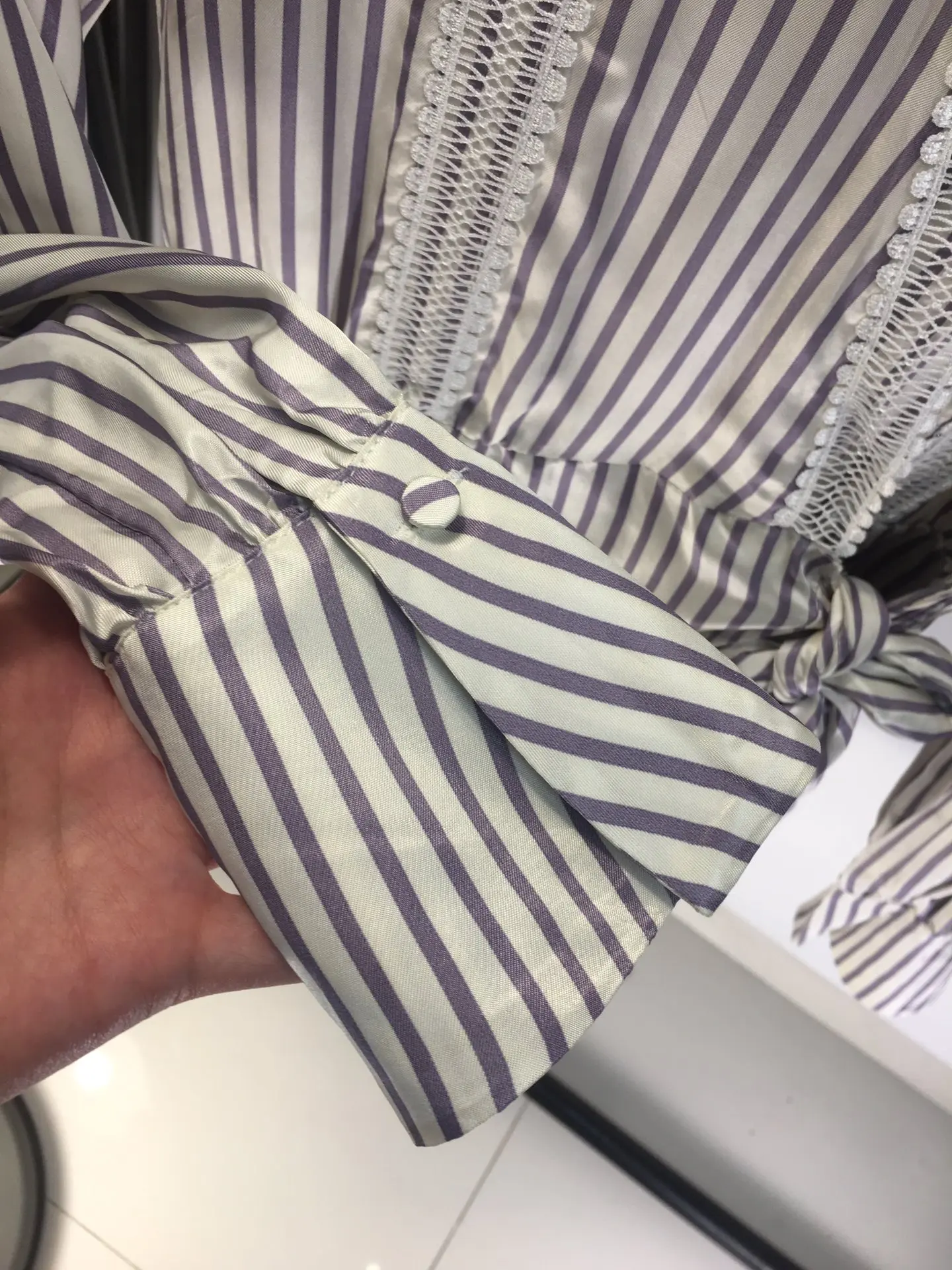 

2021 new women fashion long-sleeved lapel tie-waist striped dress 0323