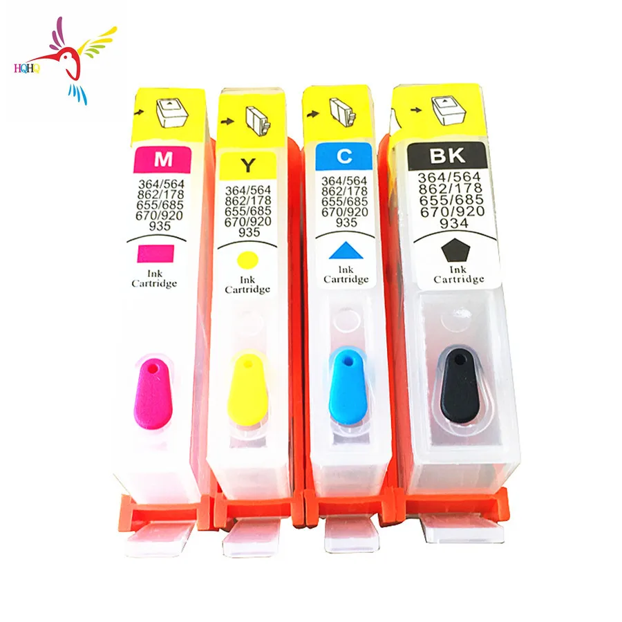

4pcs/Set Refill Ink Cartridge 364 with Permanent Chip for HP Photosmart B8550 B8553 B8558 C6380 C6383 C5324 Printers