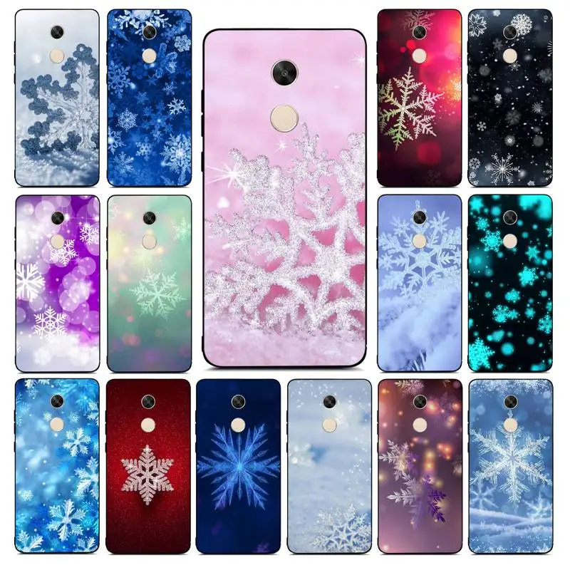 FHNBLJ snowflake Winter white snow Phone Case for RedMi note 4 5 7 8 9 pro 8T 5A 4X case