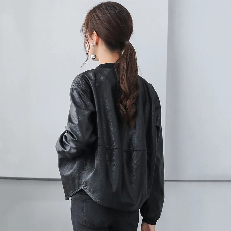 Fitaylor 2021 Женская мотоциклетная куртка из искусственной мягкой кожи короткая