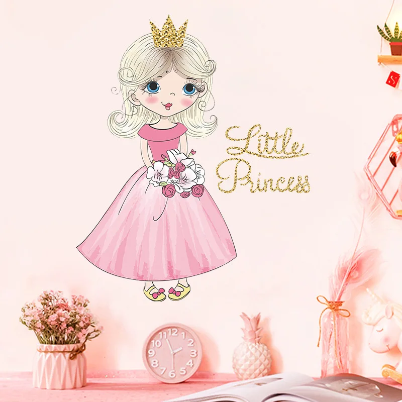 

Cartoon pink skirt little princess children's room bedroom wardrobe porch commercial wall landscaping decorative wall stickers