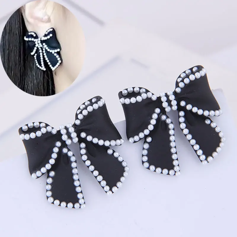 Kymyad Stud Earrings For Women Imitation Pearl Jewelry Earings Fashion Big Butterfly Statement | Украшения и аксессуары