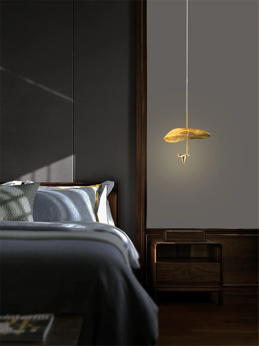 Подвесные светильники в виде листьев лотоса золотой художественный роскошный