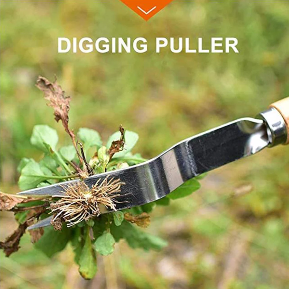 

Wood Handle Stainless Steel Garden Weeder Hand Weeding Removal Cutter Puller Tools Multifunction Weeder Transplant