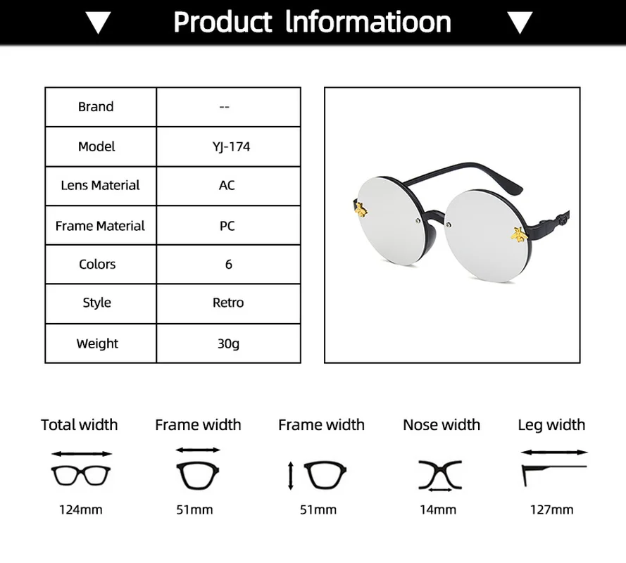 

2021 Little Bee Kids Sunglasses For Baby Girls Boys Fashion Small Round Frame Sun Glasses Cute Plastic Children Glasses Oculos