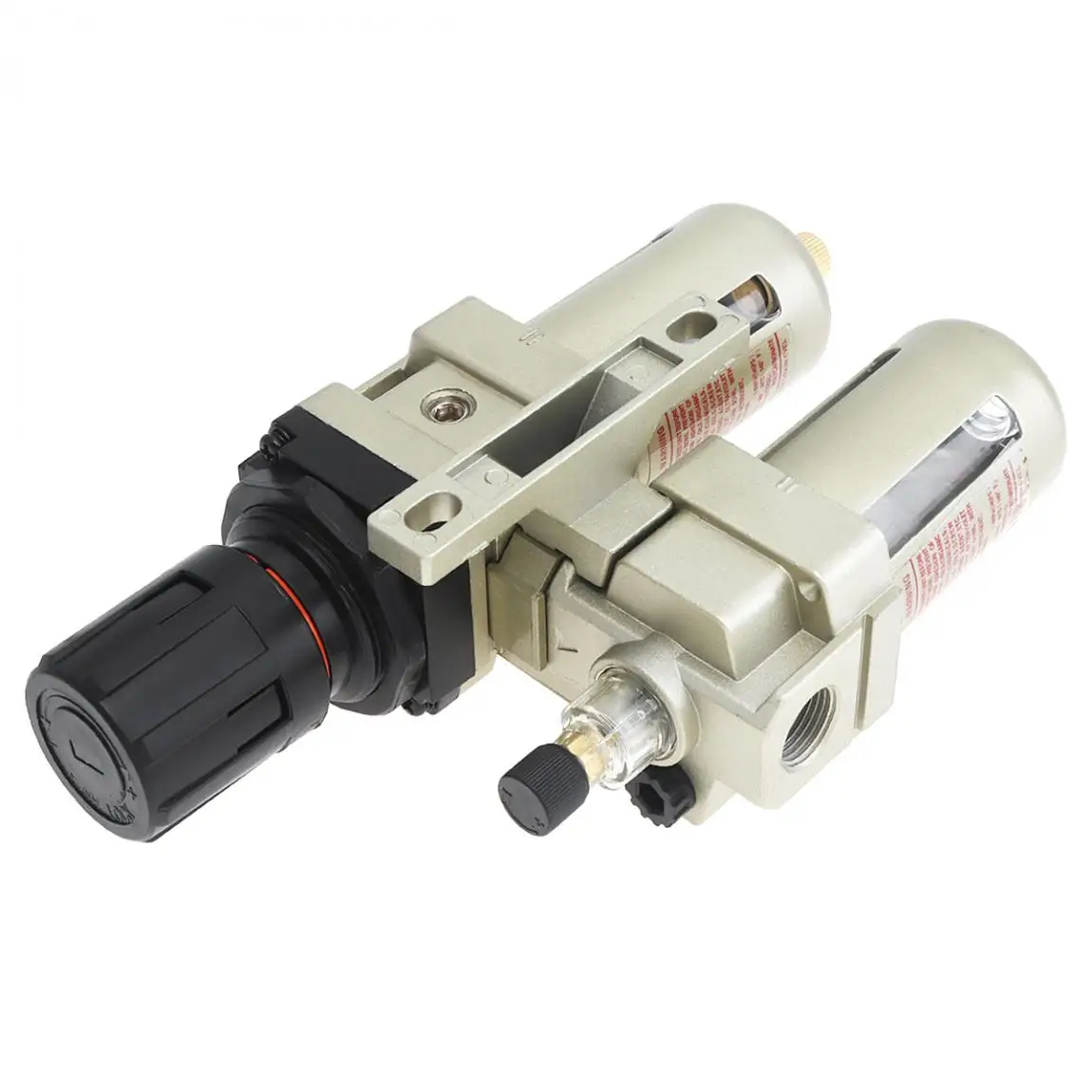 

AC3010-03 Air Compressor 0-1.0mpa Adjustable Two Union Oil Water Separator Regulator PT3/8 Caliber with Gauge