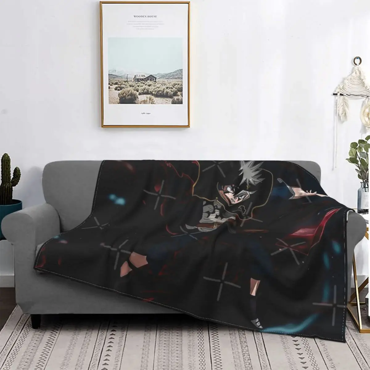 

Black Clover Asta Demon Blanket Bedspread Bed Plaid Bedspread Sofa Cover Summer Blanket Bed Linen Cotton