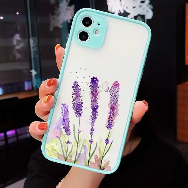 

Simple Lavender Purple Flowers Phone Cases matte transparent For iphone 7 8 11 12 plus mini x xs xr pro max cover