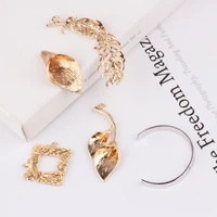 diy earrings earrings accessories copper plated 18k real gold color leaves c shaped bracelet necklace pendant mori pendant