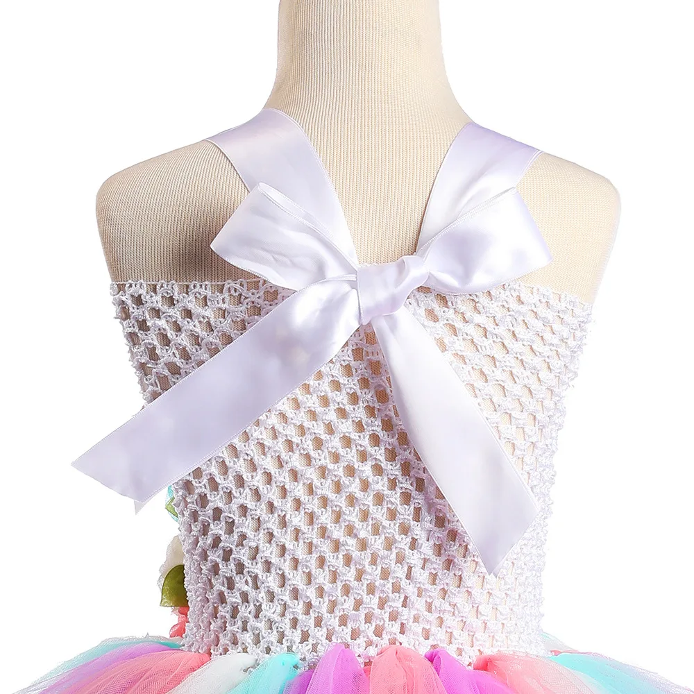 Платье принцессы с единорогом для девочек Детский костюм радужного цвета