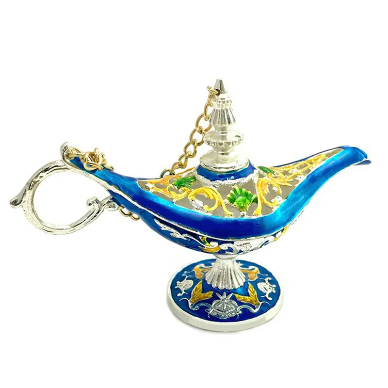 Синий Strongwell традиционная полая лампа Aladin статуэтки миниатюрные чайный горшок лампа джинна винтажная ретро-игрушка для декоративное украшение для дома - Цвет: Синий