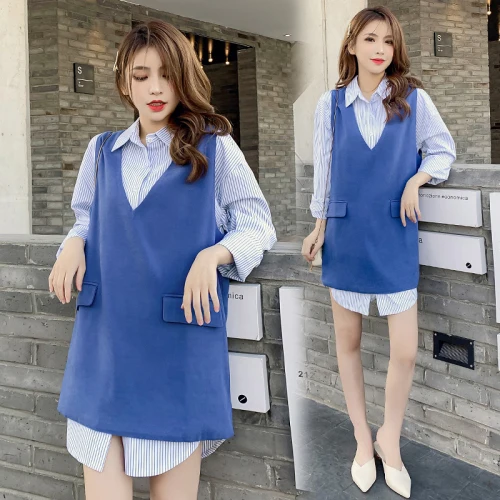 

Spring Women Two Piece Outfits Striped Ensemble Femme 2 Piece Sets Womens Outfits Sweet Blue Conjunto Feminino Womens Clothes