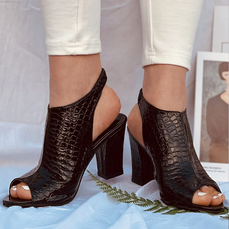 

Женские босоножки с открытым носком, однотонные Босоножки на платформе и высоком устойчивом каблуке, с эластичным ремешком, лето 2021