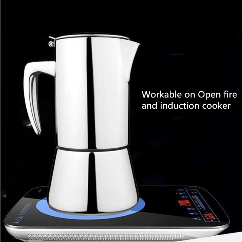 Кофеварки Эспрессо Geyser 4/6 чашек 304 нержавеющая сталь Индукционная кофеварка Мока