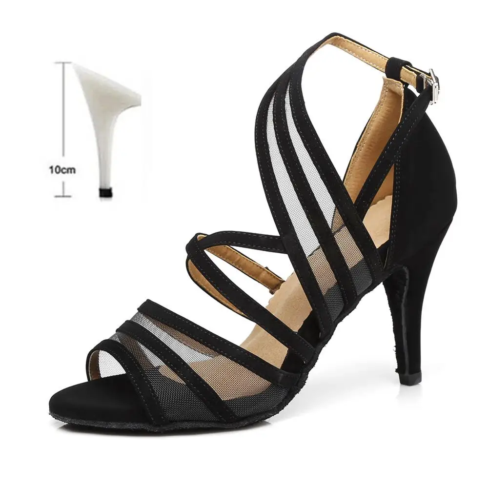 Black1 10cm New women's girls ladys Latin Dance Shoes Ballroom indoor tango salsa Dancing Shoes high heel wholesale Hot sale - Цвет: Black1 10cm
