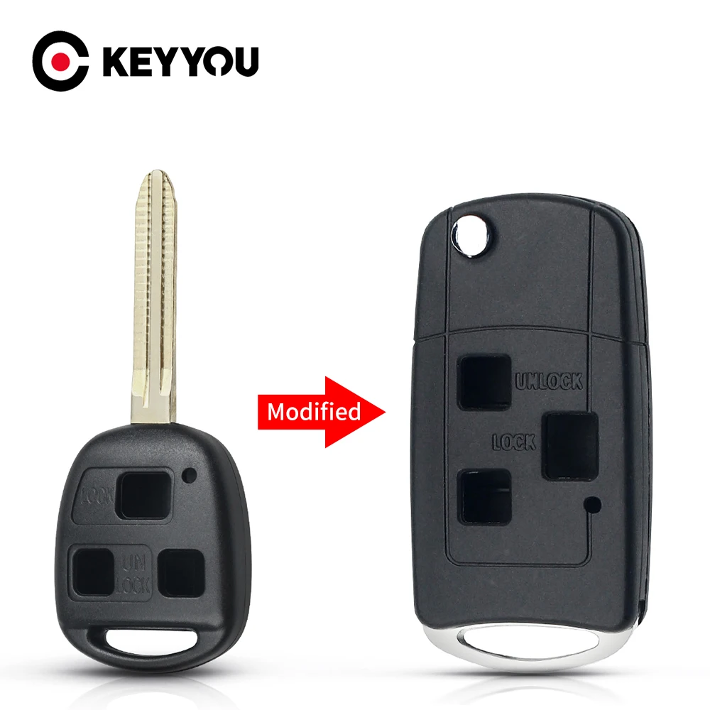 

KEYYOU Modified Replacement Car Key Shell Case For Toyota Highlander Land Cruiser Corolla RAV4 Avlon Tacoma Uncut TOY43 Blade