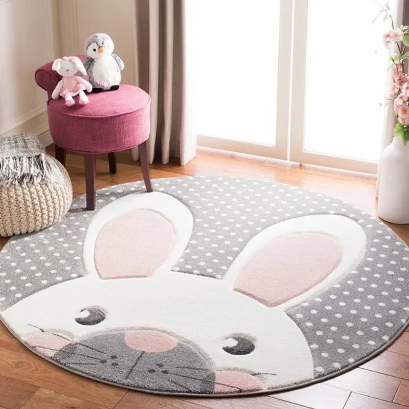 Cartoon Animal Round Rug Living Room Carpet Children Bedroom Bedside Mat Hanging Basket Computer Chair Baby Crawling | Дом и сад