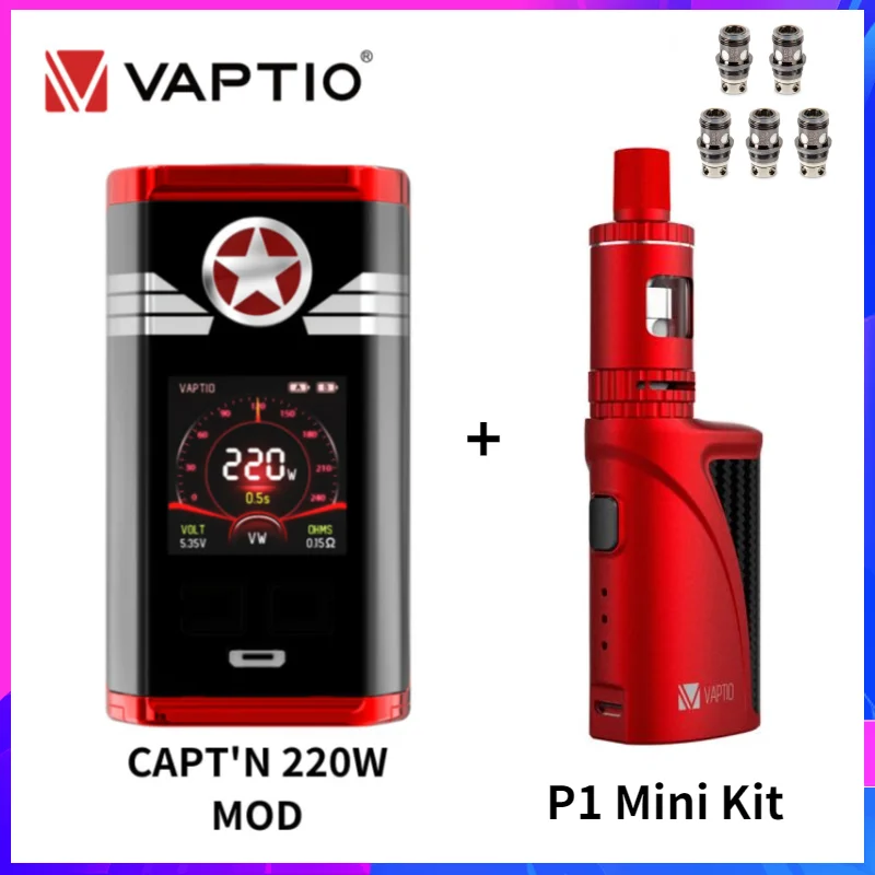 Оригинальный Vaptio CAPT'N 220 Вт коробка мод с P1 мини VAPE Набор Подарочный испаритель